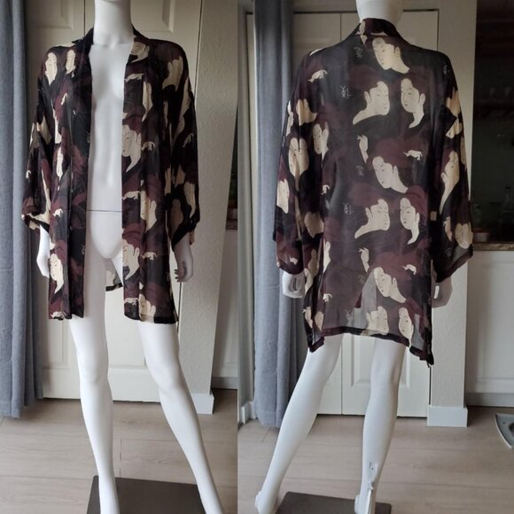 vintage 90s sheer robe top - Picture 2 of 6